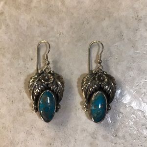 Sterling silver and turquoise earrings.